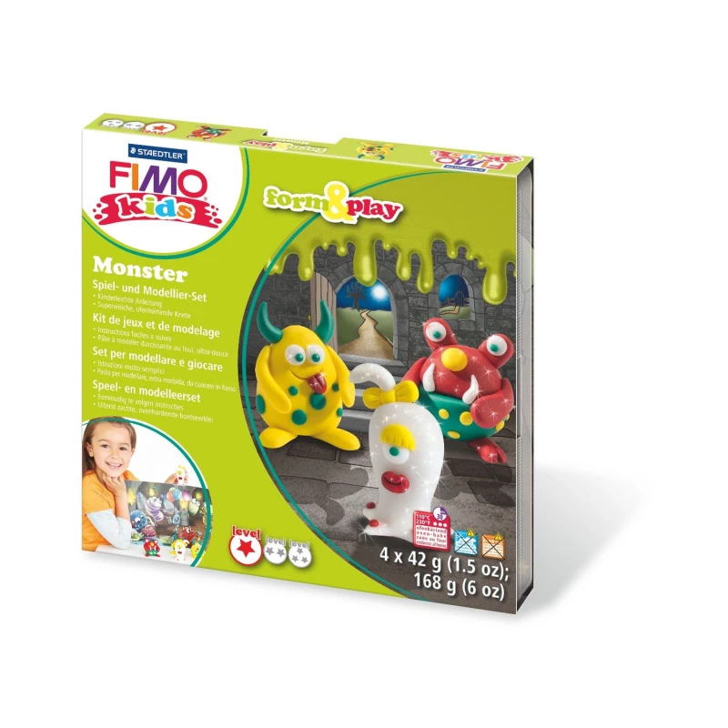 باكيت معجون حراري للاطفال  فيمو سوفت مونستر سعه 4 الوان من ستدلر - ستدلر