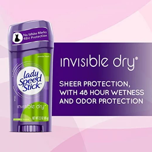 Lady Speed ​​Stick Invisible Dry Antiperspirant & Deodorant, Fresh Talc - 2.3 oz - ليدي سبيد ستيك - Image 3