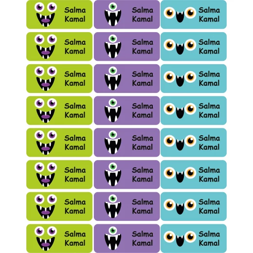Tob3a Book Labels, Cute Monsters Tob3a Book Labels, Cute Monsters