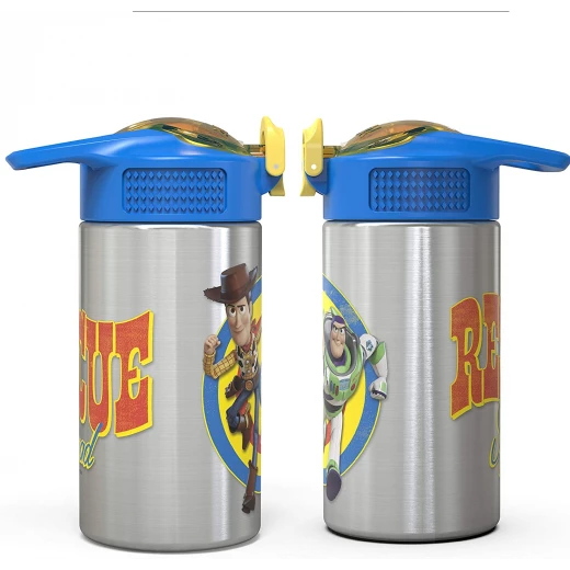 Zak Designs Toy Story 4 Buzz & Woody Stainless Steel Water Bottle,15.5 ounce - زاك ديزاينز - Image 2