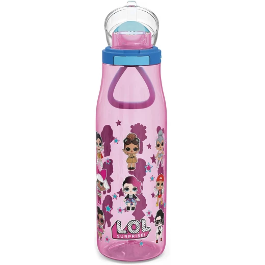 Zak Designs L.O.L. Surprise Plastic Water Bottle with Push Button Action, 25oz, Pink - زاك ديزاينز - Image 5