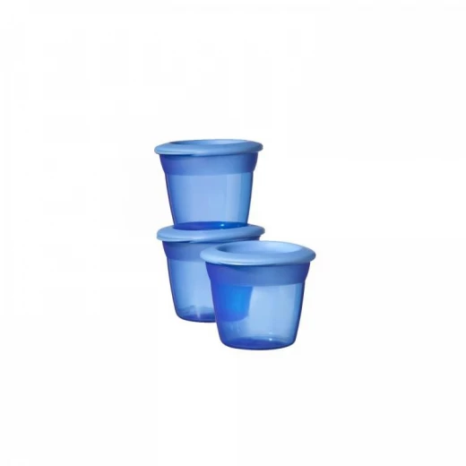 Tommee Tippee Blue 3 Food Pots 4 m- Navy Blue - تومي تيبي - Image 2
