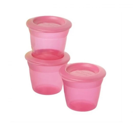 Tommee Tippee Blue 3 Food Pots 4 m- Pink Tommee Tippee Blue 3 Food Pots 4 m- Pink