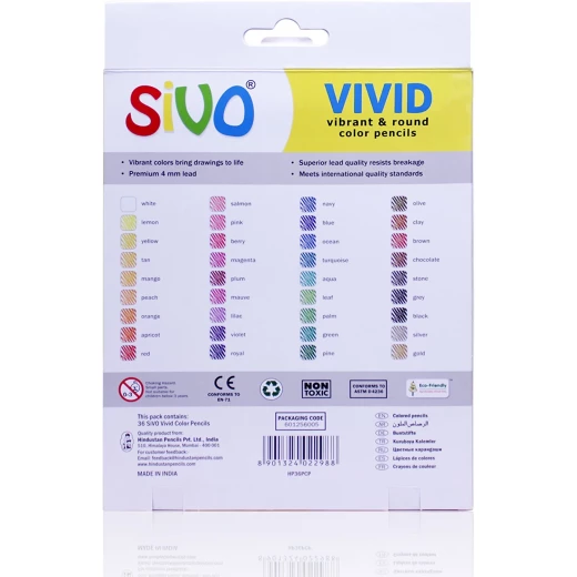 SiVO Vivid Colour Pencils Box Set of 36 - Image 2