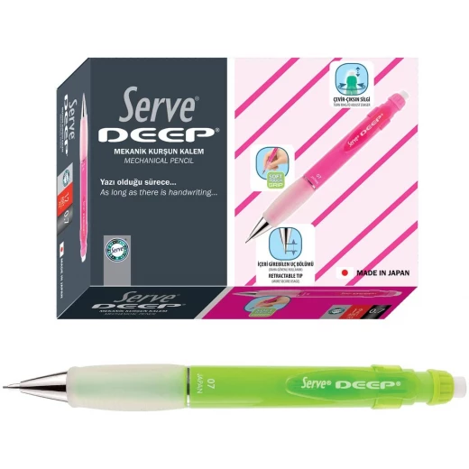 Serve Deep Mechanical Pencil 0.7 mm Mechanical Pencil, 12 pcs in paperbox 0.7 mm Fluorescent Green - Image 3