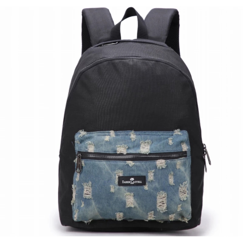 Faber-Castell Energetic Bag 1 Compt Petrol Backpack, Black&Jeans - فابر كاستل