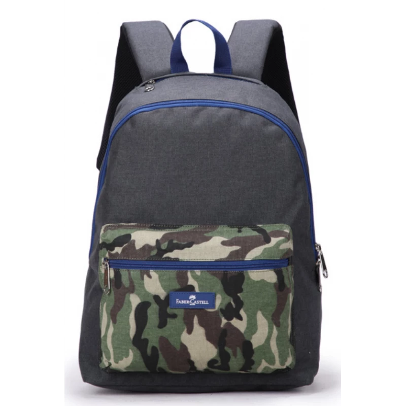 Faber-Castell Energetic Bag 1 Compt Petrol Backpack, Dark Grey&Military - فابر كاستل