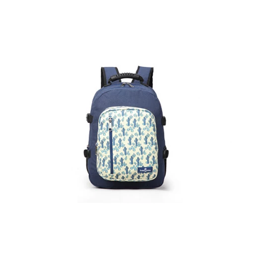 Faber-Castell The Wanderer School 3 Compt Backpack, Dark Blue&Blue Cactus Faber-Castell The Wanderer School 3 Compt Backpack, Dark Blue&Blue Cactus