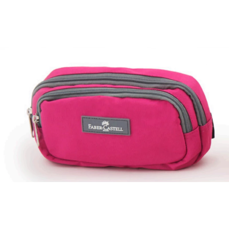 Faber Castell Large Pencil Case 2 Compartment, Pink&Grey Ice Cream - فابر كاستل