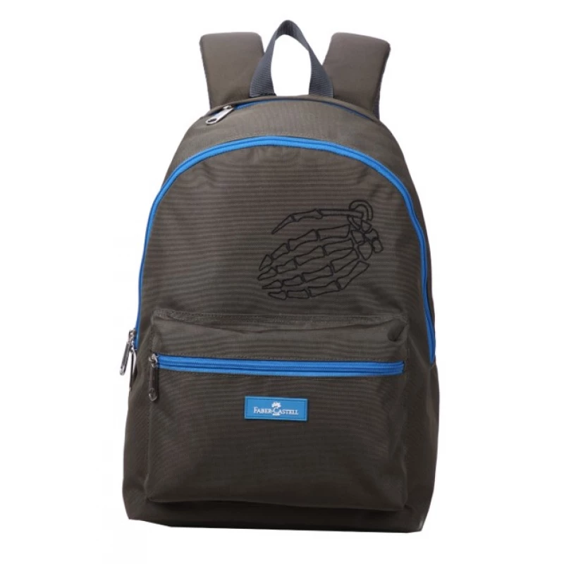 Faber-Castell Energetic Bag 1 Compt Backpack, Olive&Blue Zipper - فابر كاستل