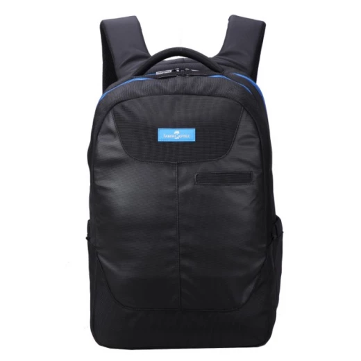 FaberCastell Urban Bag 2 Compt Backpack, Black&Blue Zipper Leather FaberCastell Urban Bag 2 Compt Backpack, Black&Blue Zipper Leather