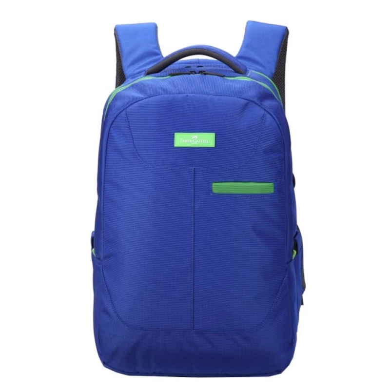 FaberCastell Urban Bag 2 Compt Backpack, Blue &Green Zipper - فابر كاستل
