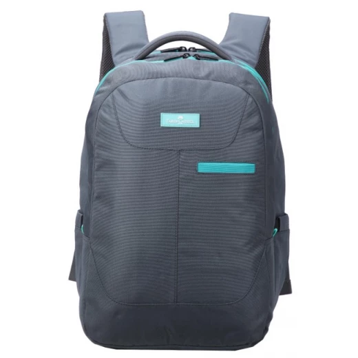 FaberCastell Urban Bag 2 Compt Backpack, Black&Blue Zipper Leather