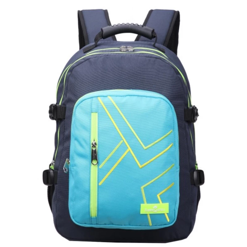 Faber-Castell Wanderer Bag 3 Compt Backpack, Dark Blue &Turquoise - فابر كاستل