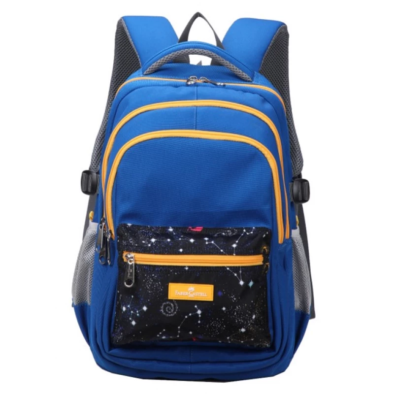 Faber-Castell School Bag 4 Compt Backpack, Blue& Orange Space - فابر كاستل