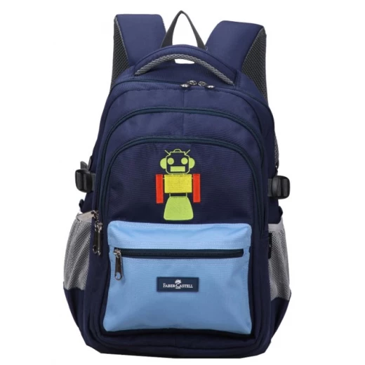 Faber-Castell School Bag 4 Compt Backpack, Dark Blue & L Blue Robot Faber-Castell School Bag 4 Compt Backpack, Dark Blue & L Blue Robot