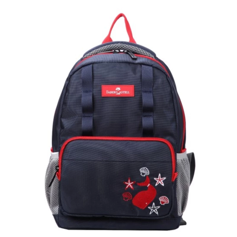 Faber-Castell The Minies Bag one Compt Backpack,Dark Blue &  Red Whale - فابر كاستل