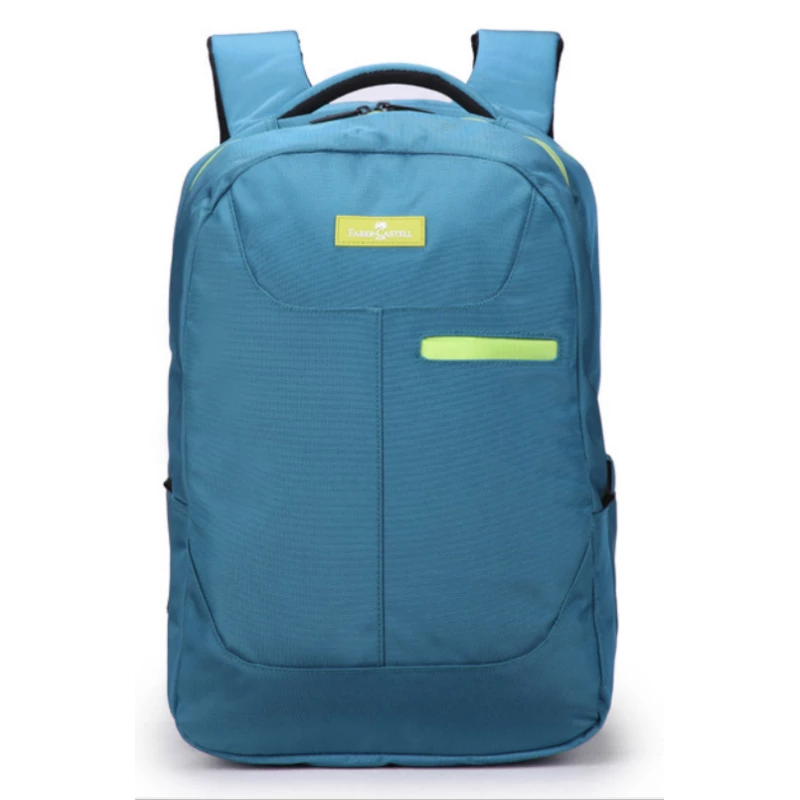 FaberCastell Urban Bag 2 Compt Backpack, Petrol Blue&Green Zipper - فابر كاستل