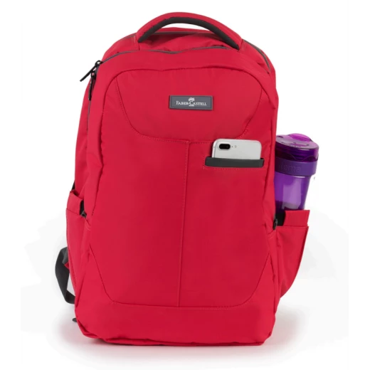FaberCastell Urban Bag 2 Compt Backpack, Red&Grey Zipper FaberCastell Urban Bag 2 Compt Backpack, Red&Grey Zipper