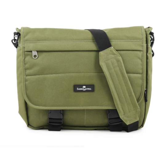 FaberCastell Light Shoulder Bag 3 Compt Backpack, Green FaberCastell Light Shoulder Bag 3 Compt Backpack, Green