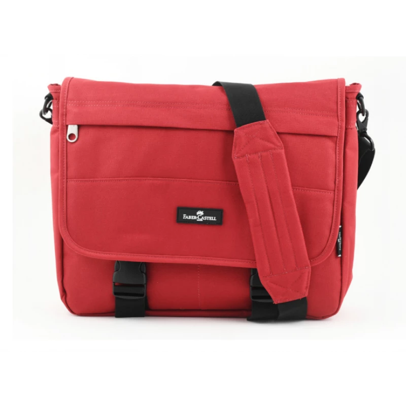 FaberCastell Light Shoulder Bag 3 Compt Backpack, Red - فابر كاستل