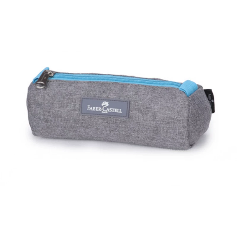 Faber Castell Small Pencil Case 1-Compartment, Grey&Blue - فابر كاستل