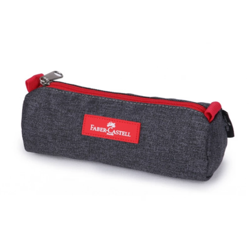 Faber Castell Small Pencil Case 1-Compartment, Dark Grey &Red Zipper - فابر كاستل