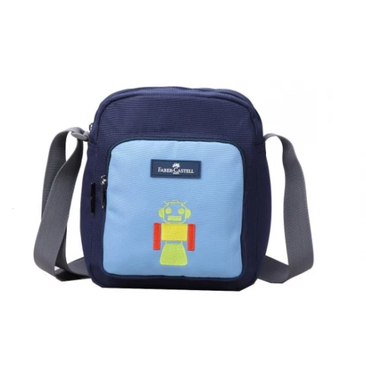 Faber Castell Insulated School Lunch Bag 4-Compartment, Dark Blue&Blue Robot