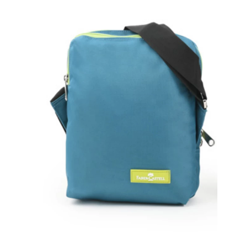 Faber Castell Insulated School Lunch Bag 2-Compartment, Petrol Blue&Green Zipper - فابر كاستل