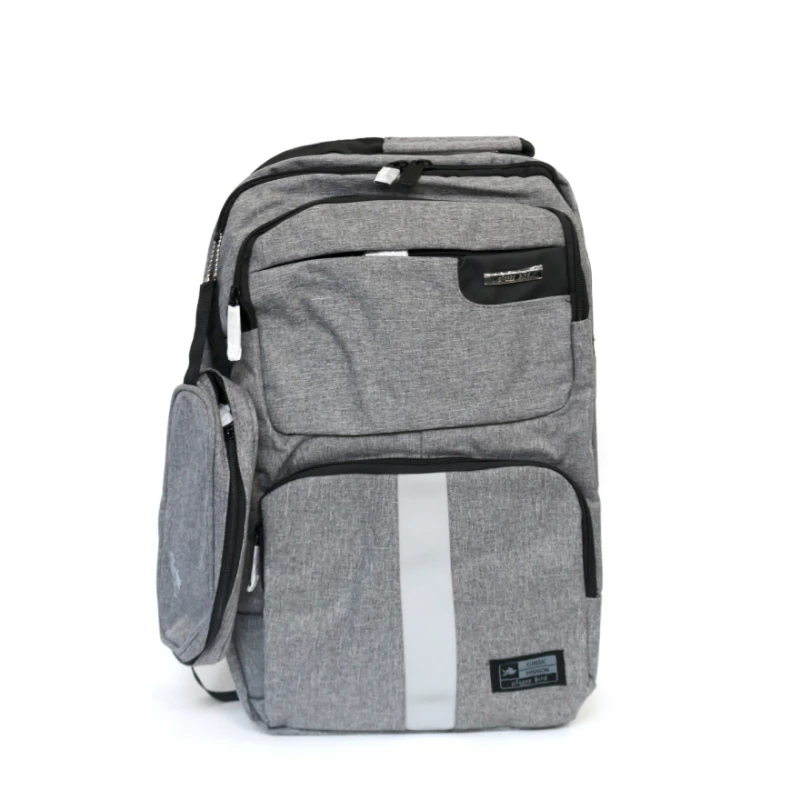 Glossy Bird School Bag with Pencil Case, Light Gray, 45 cm - جلوسي بيرد