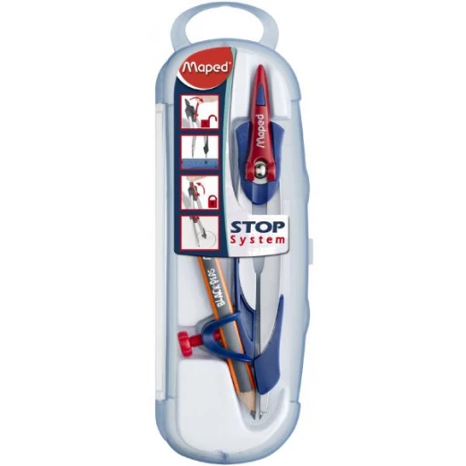 Maped Stop System Compass with Pencil, Red Maped Stop System Compass with Pencil, Red