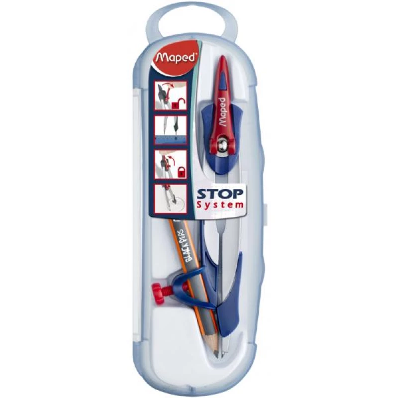 Maped Stop System Compass with Pencil, Red - مابد