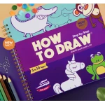 كاتب لتعليم الأطفال كيفية الرسم خطوة بخطوة بخطوات صغيرة, 24 * 23 سم - مفكرة