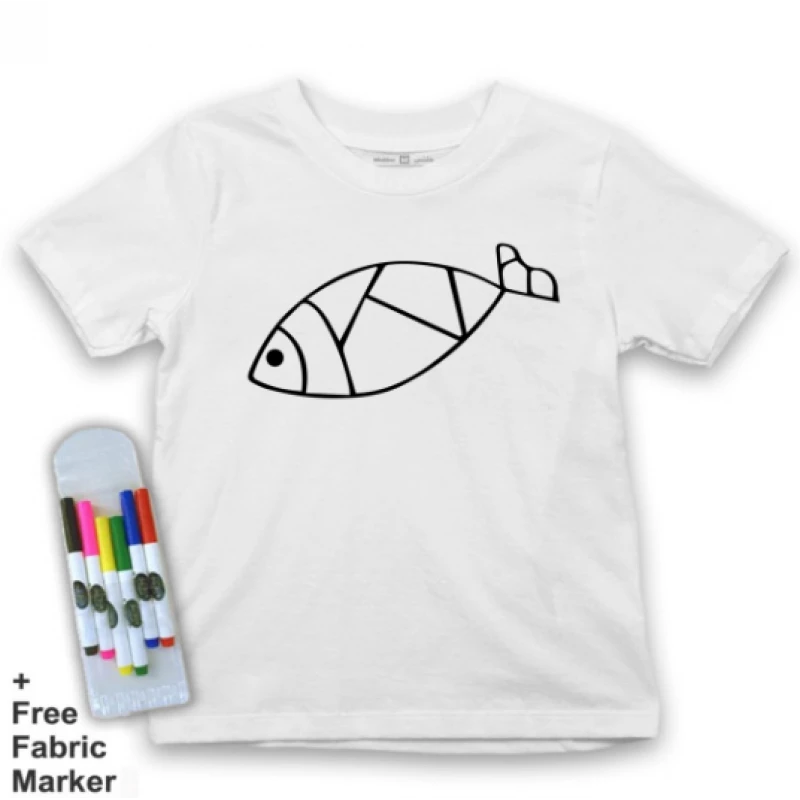 تي شيرت للأطفال, بتصميم سمكة, 4 سنوات من ملبس - ملبّس