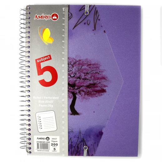 Amigo Tree Wire Notebook, purple, 200 pages, 5 Subjects Amigo Tree Wire Notebook, purple, 200 pages, 5 Subjects