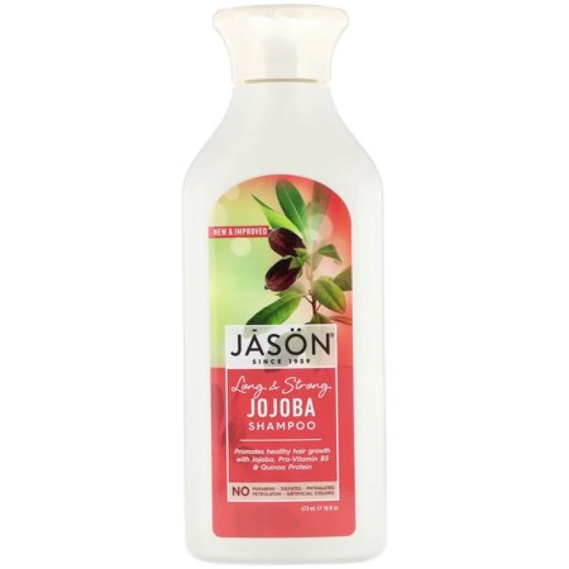 شامبو جيسون ناتشورال طويل وقوي بزيت الجوجوبا، مجموعة من 2 لنمو وتقوية الشعر الصحي - Jason natural