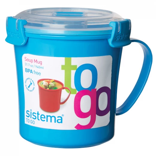 Sistema To Go Microwave Soup Mug - 656 ml, Light Blue Sistema To Go Microwave Soup Mug - 656 ml, Light Blue