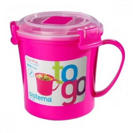 Sistema To Go Microwave Soup Mug - 656 ml, Pink Sistema To Go Microwave Soup Mug - 656 ml, Pink