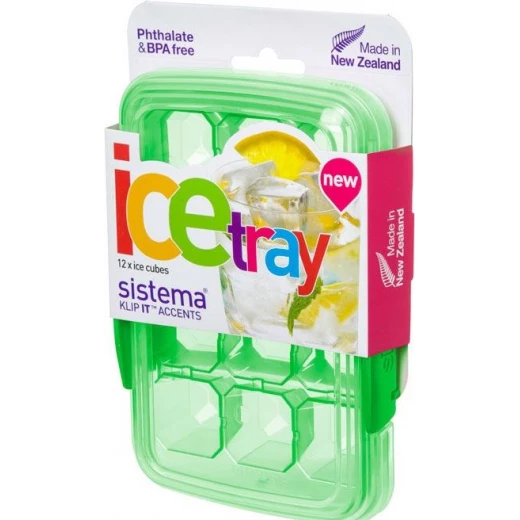 Sistema Klip It Accents Ice Cube Tray With Lid 12 Cubes, Green Sistema Klip It Accents Ice Cube Tray With Lid 12 Cubes, Green