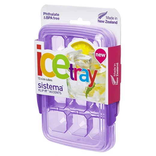 Sistema Klip It Accents Ice Cube Tray With Lid 12 Cubes, Purple Sistema Klip It Accents Ice Cube Tray With Lid 12 Cubes, Purple