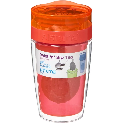 Sistema Twist Sip Tea To Go Travel Mug With Filter, Orange Sistema Twist Sip Tea To Go Travel Mug With Filter, Orange