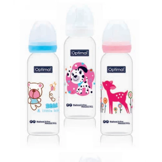 Optimal Slim Waist Feeding Bottle 240ML Orthodontic ,peak 1 ,Blue Optimal Slim Waist Feeding Bottle 240ML Orthodontic ,peak 1 ,Blue