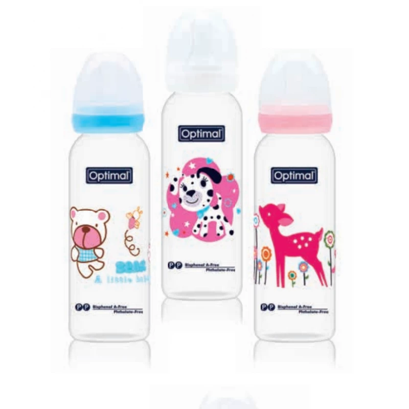 Optimal Slim Waist Feeding Bottle 240ML Orthodontic ,peak 1 ,Blue - Optimal