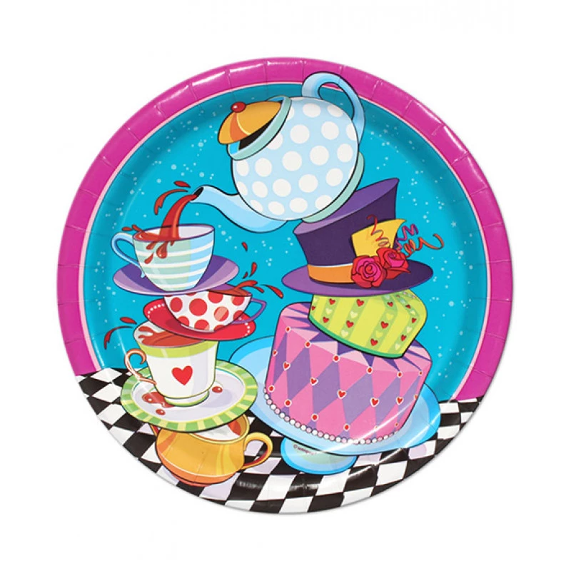 Amscan Mad Hatter Tea Party Lunch Plates X8 - أمسكان