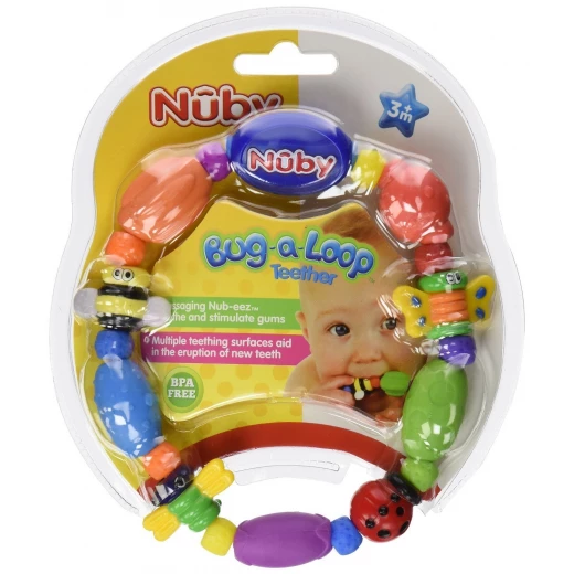 Nuby Hard / Soft Teether Bug-a-Loop, 3m+