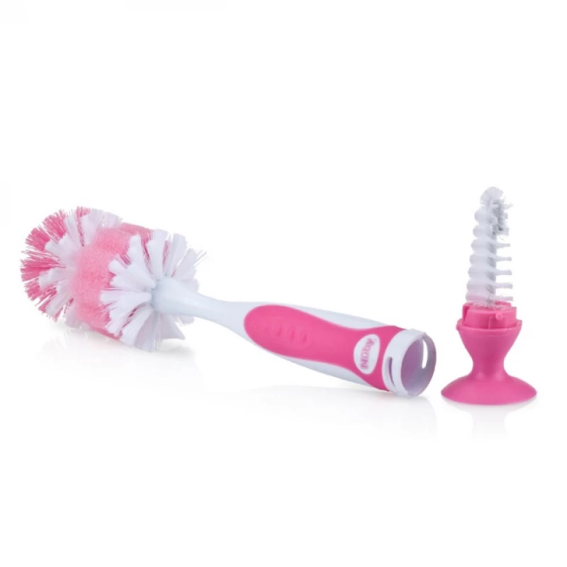 Nuby Bottle and Nipple Brush, Pink - نوبي