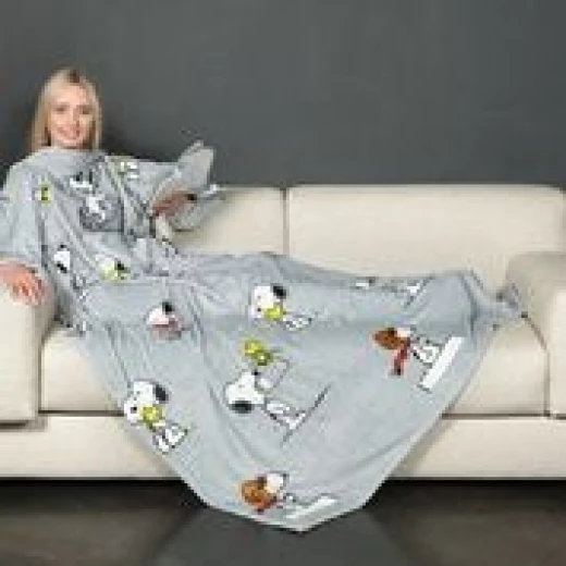 Kanguru Snoopy Fleece Blanket with Sleeves Comfortable Wearable Blanket 140x210cm Gift Box - KANGURU - Image 4