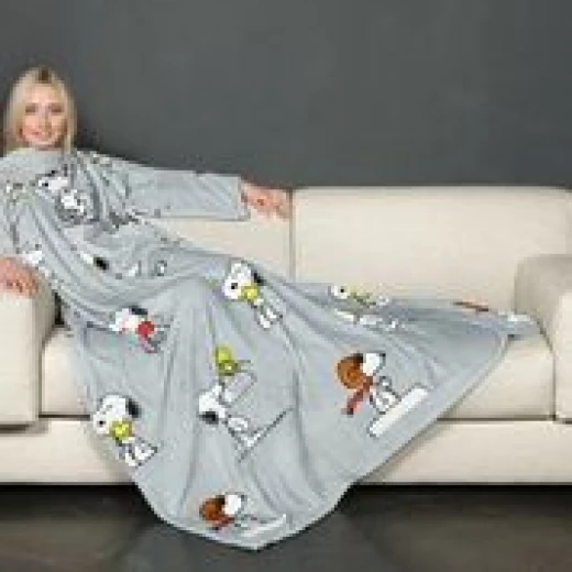 Kanguru Snoopy Fleece Blanket with Sleeves Comfortable Wearable Blanket 140x210cm Gift Box - KANGURU - Image 5