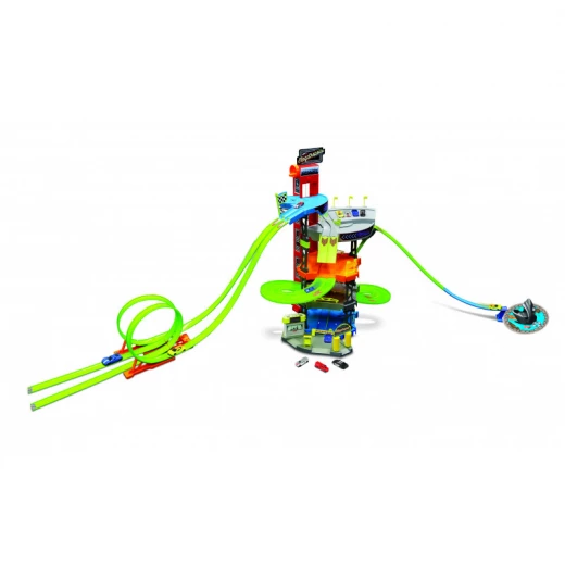 مجموعة لعب السيارة المعدنية الطازجة ميجاتروبوليس ديلوكس مع حلقات المسار والقفز من مايستو - مايستو - Image 3