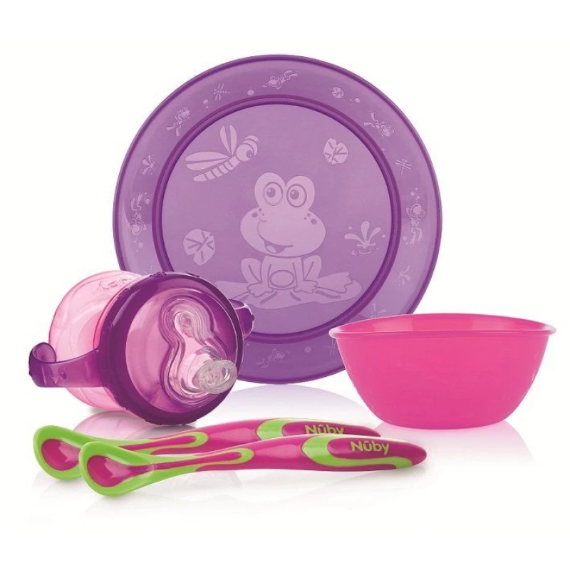 Nuby Fun Feeding™ Set, Purple & Green - نوبي